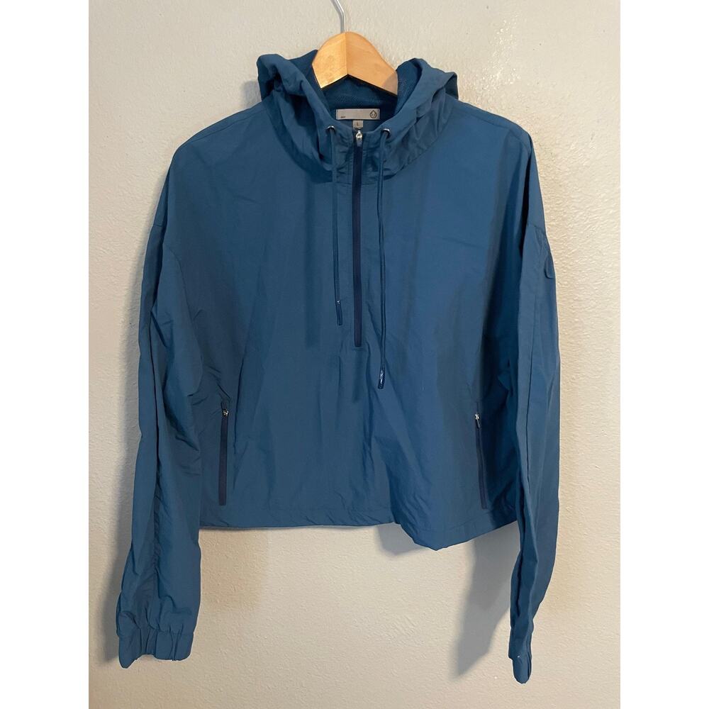 tasc Performance Windbreaker Jacket Womens Large Blue Hooded Anorak Outdoor